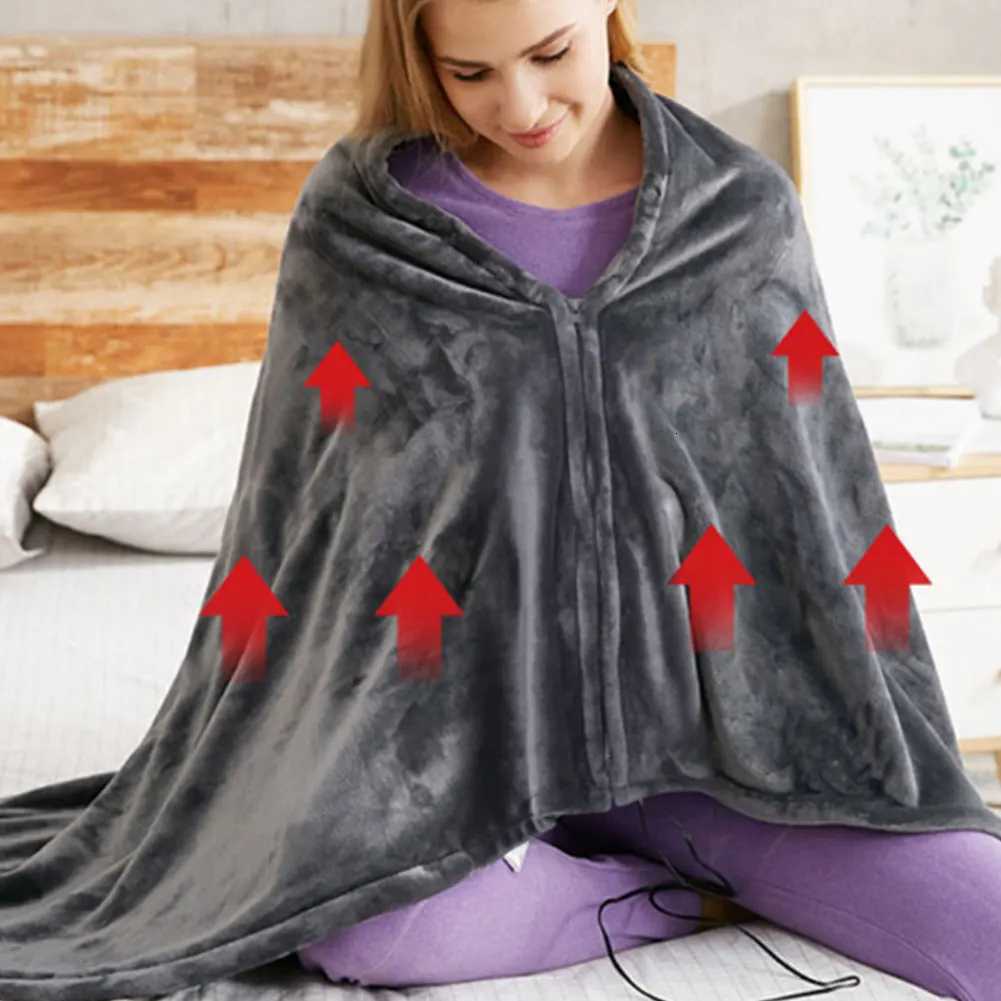 USB Heated Blanket 3 Heating Level Adjustable Heated Shawl Throw Blanket Coral Velvet Fast Heating Leg Blanket for Home Office Y251014
