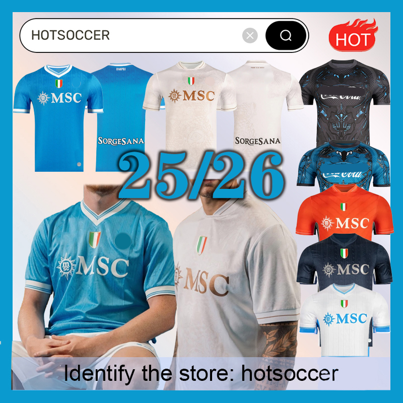 25 26 Napoli football jersey men and kids De Bruyne jersey 2025-26 LUKAKU McTOMINAY NERES POLITANO ANGUISSA LOBOTKA OLIVERA soccer jersey