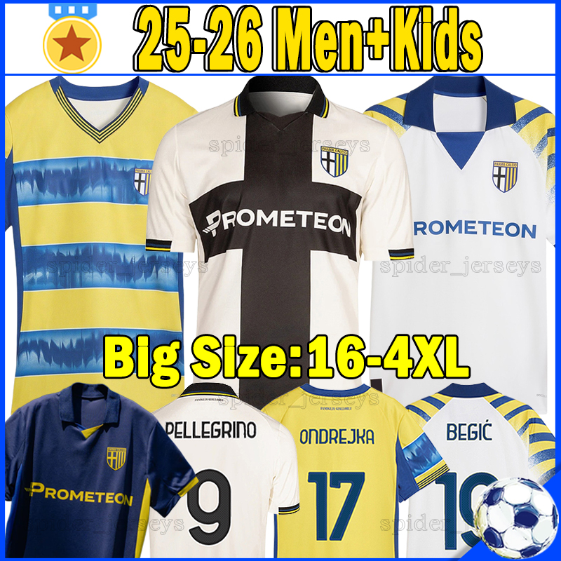 XXXL 4XL 25 26 Parma Soccer Jerseys ONDREJKA PELLEGRINO DJURIC CUTRONE 2025 2026 BERNABE BRITSCHGI FRIGAN ALMQVIST Football Shirts BEGIC Men Uniforms kids kits sest
