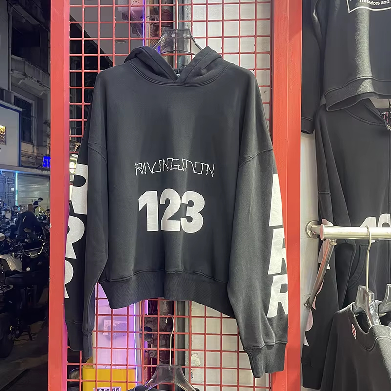 26FW Classic Letters Embroidery Print Zipper Hoodie Men Women Vintage Washed Black Zip Coats Hooded With Tags