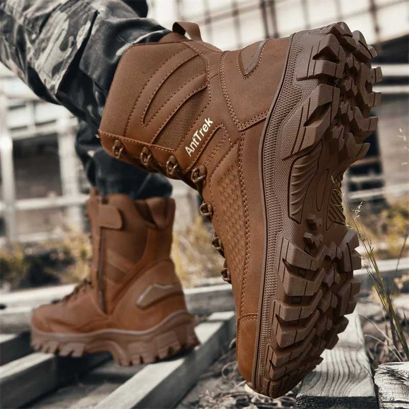 Mens Desert Combat Boots Outdoor Antislip Tactical Boots Hiking Desert Hunting Shoes Work Safety Mens BootsMilitary Boots C251014