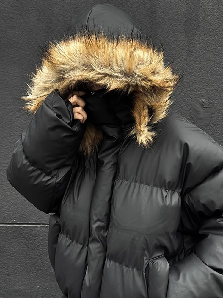 Mens Thiened Winter Cotton Jaet with Detachable Hat Fur Collar ort Bread Sle PU Leather And Cotton Coat for Teens 251011