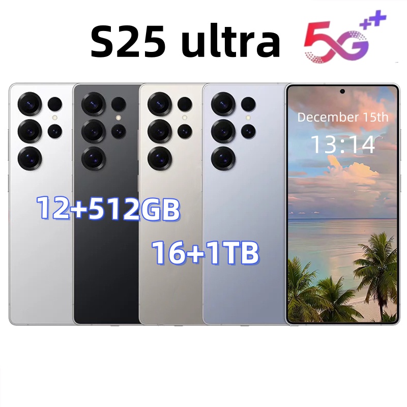 S25 Ultra 5G Smartphone 16GB+1TB Phone Lock Free Touch Screen Android Camera Phone HD Display Face Recognition Fingerprint Unlocking i17 PRO MAX