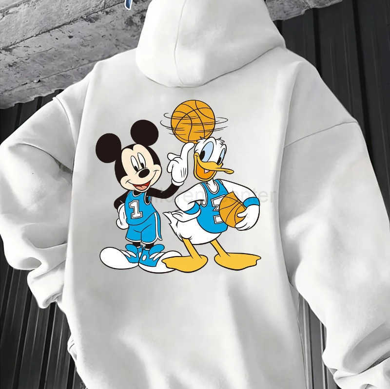 Disney Mickey Mouse and Donald Duck Mens Oversized Hoodie Long Sleeve Pullover Casual Autumn and Winter Fashion Top H251014