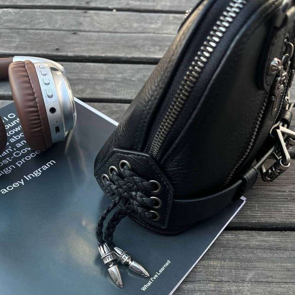 Luxury bag New Motorcycle Shell Large Sword Dark Style Small Trendy Cool Girl Bag First Layer Cowhide Handbag