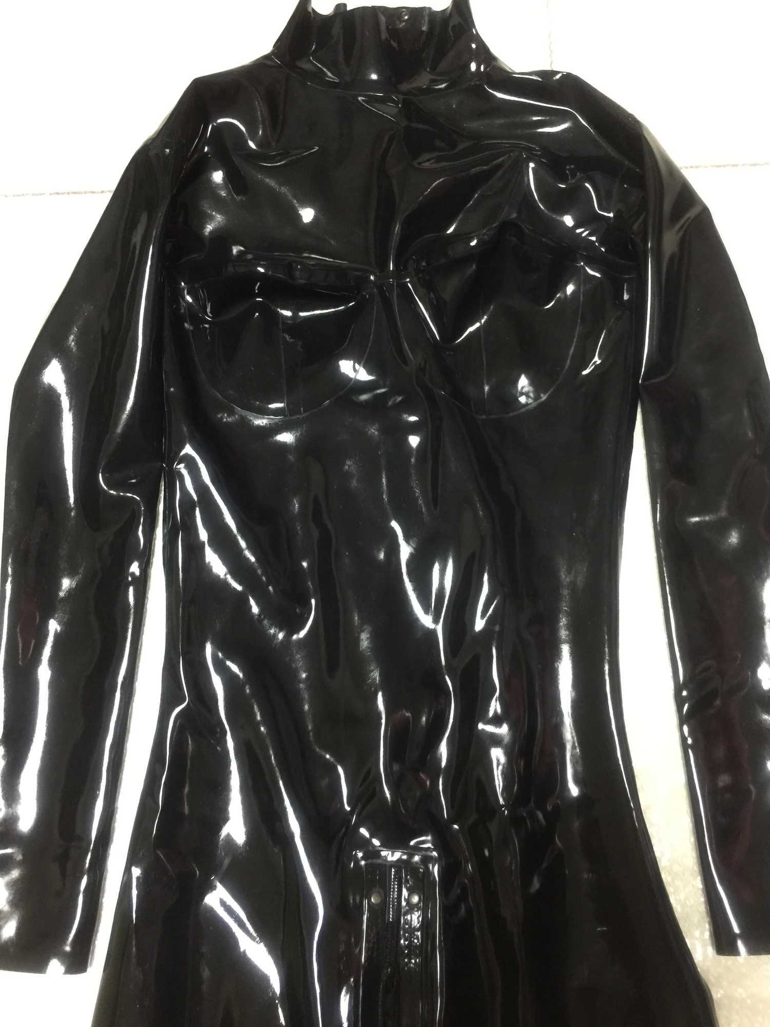 Latex Catsuit Handmade Sexy Rubber Bodysuit 3D Breast with Back Crotch Zipper for Men Women Customize Latex Suit C251014
