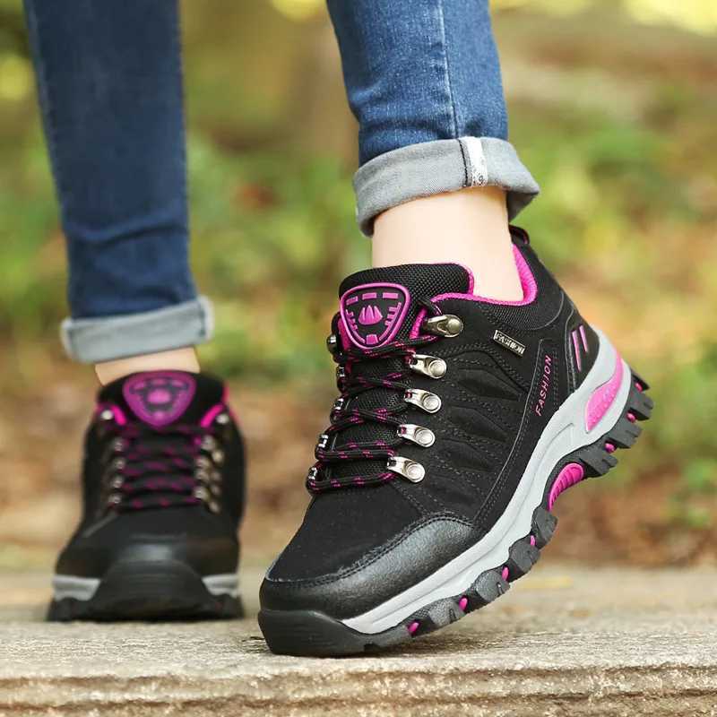 Women Hiking Shoes Outdoor trekking Sports Climbing Camping Boots Nonslip Waterproof Walking Jogging Trainers Sneakers Lace Up C251014
