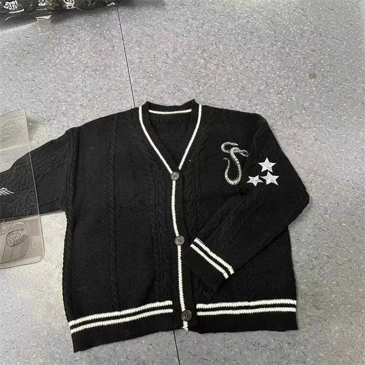 Bla Cute Lantern Sve Knitted Cardigan Embroidered Button Down Cable Knit Sweater Women Autumn Winter Vintage Vne Outfit W251014