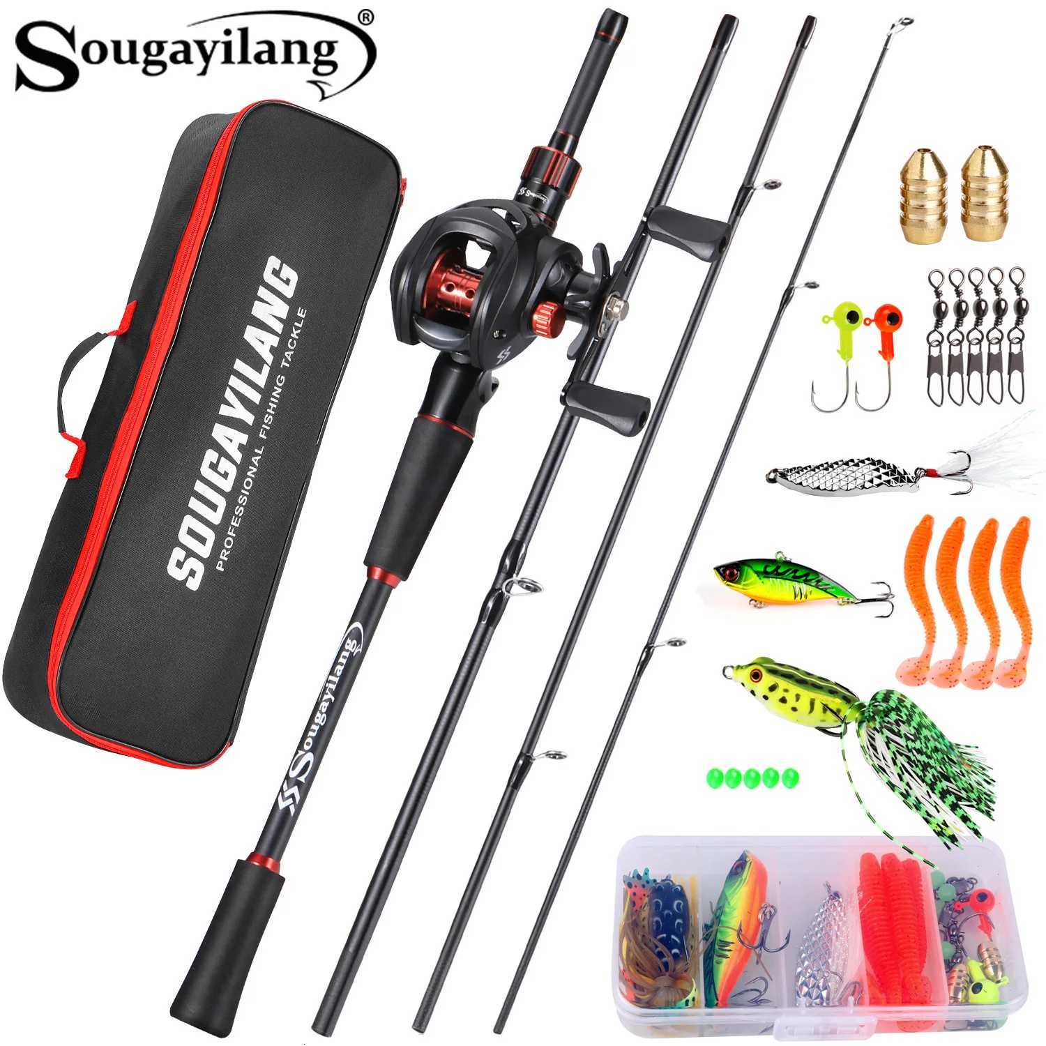 Sougayilang Fishing Combo 1821m Caon Fiber Rod 721 High Speed Reel with Diverse Lures for freshwater Saltwater Fishing Y251014