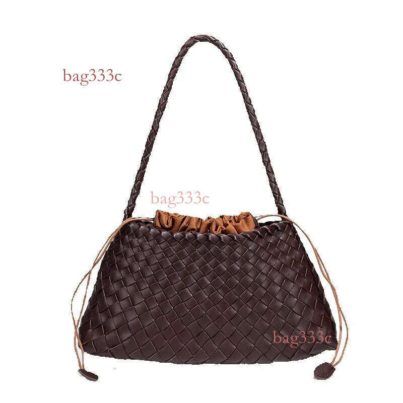 Handmade Woven Women's Handbag Shoulder Niche Underarm Small Square Bag Cowhide Woven Bag