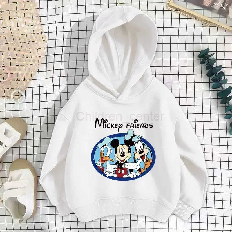 Disney Cartoon Hooded Hoodie Children Clothing Fall Boy Girl Baby Toddler Minnie Mickey Mouse Cute Kids Long Sleeve Pulover Sweatshirt H251014