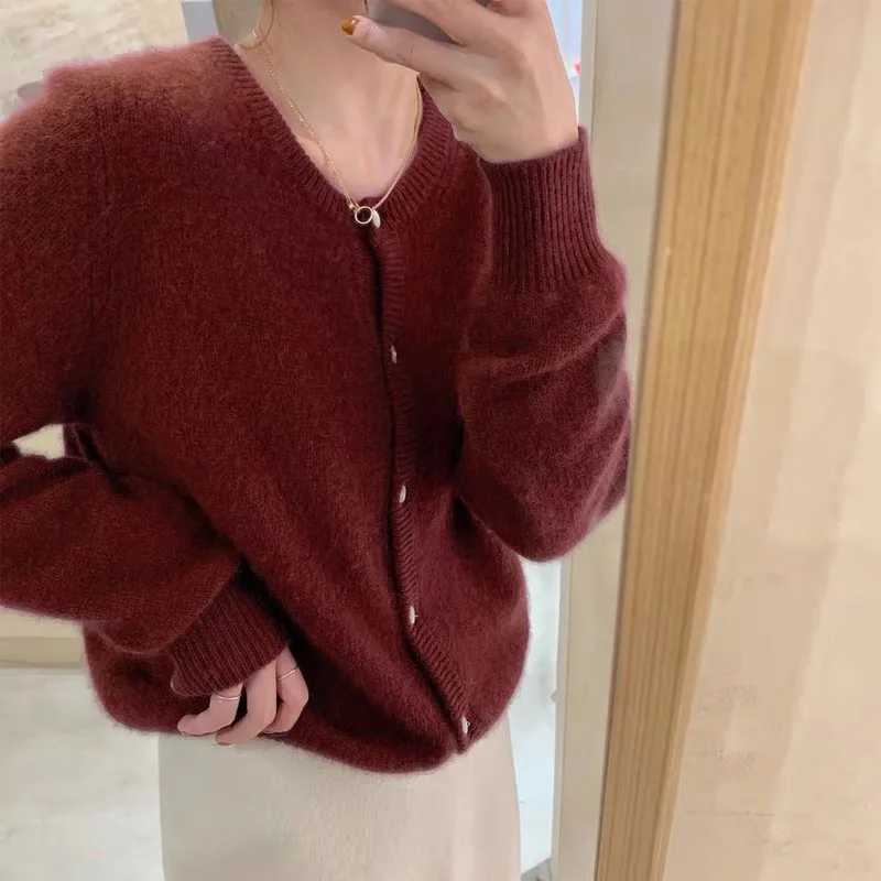 Autumn Casual Long Sved Knitted Cardigan Ele Solid Color One Sweater Jaet Spring Single Breasted Womens Cardigan W251014
