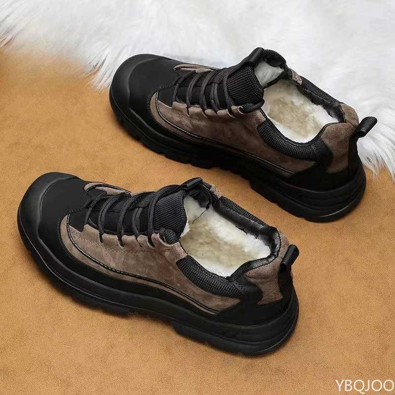 Casual comfortable snow boots men winter warm high top cotton shoes outdoor fashionable versatile anti slip workwear boots C251014