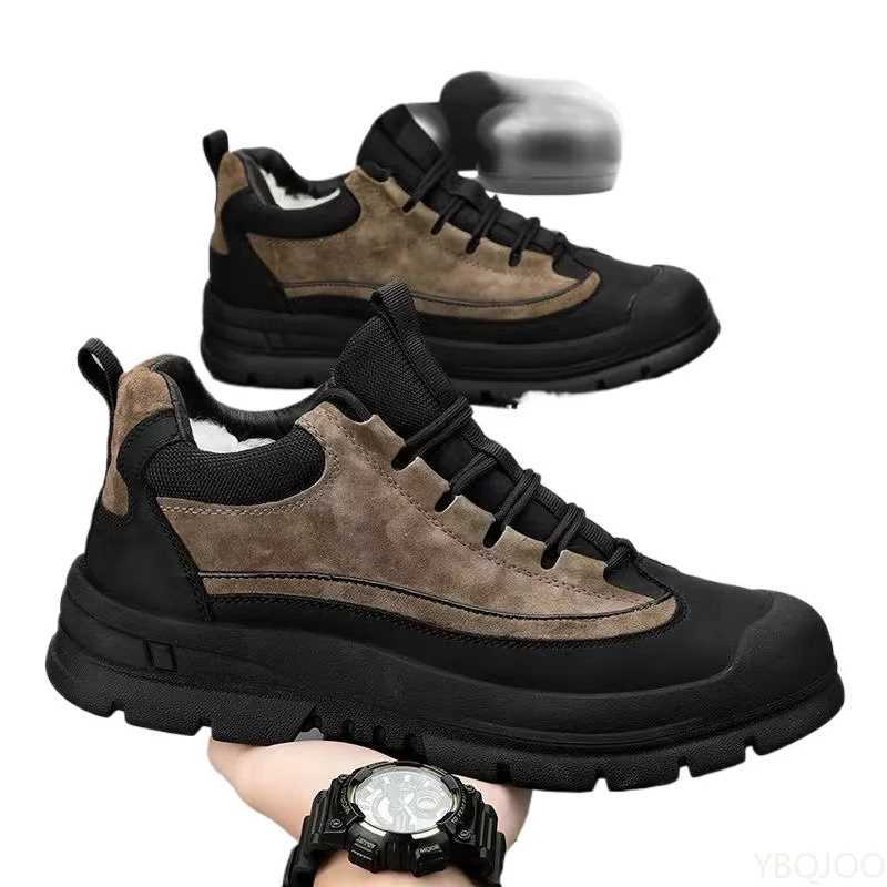 Casual comfortable snow boots men winter warm high top cotton shoes outdoor fashionable versatile anti slip workwear boots C251014