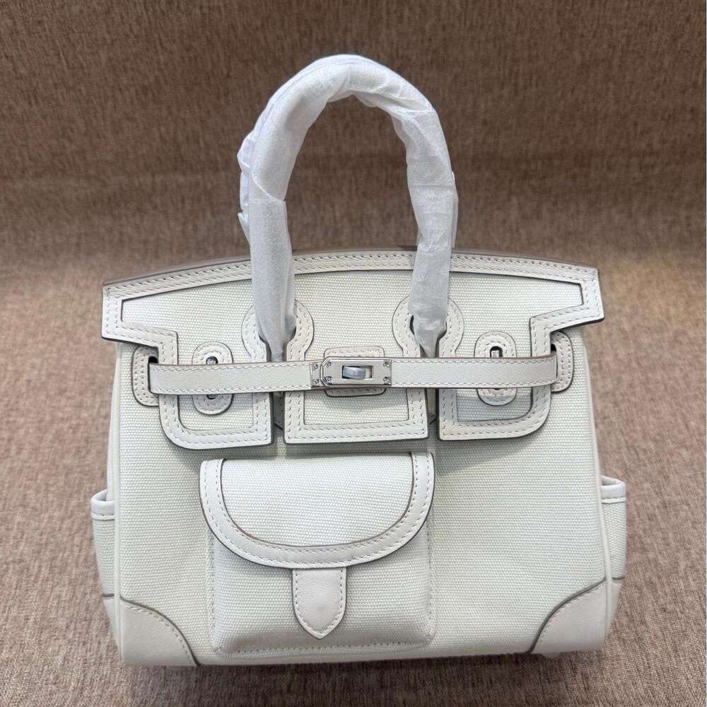 Luxury bag Fashion Top Layer Swift and Canvas Women s BK Cargo Genuine Leather Handbag Casual Bag Trendy