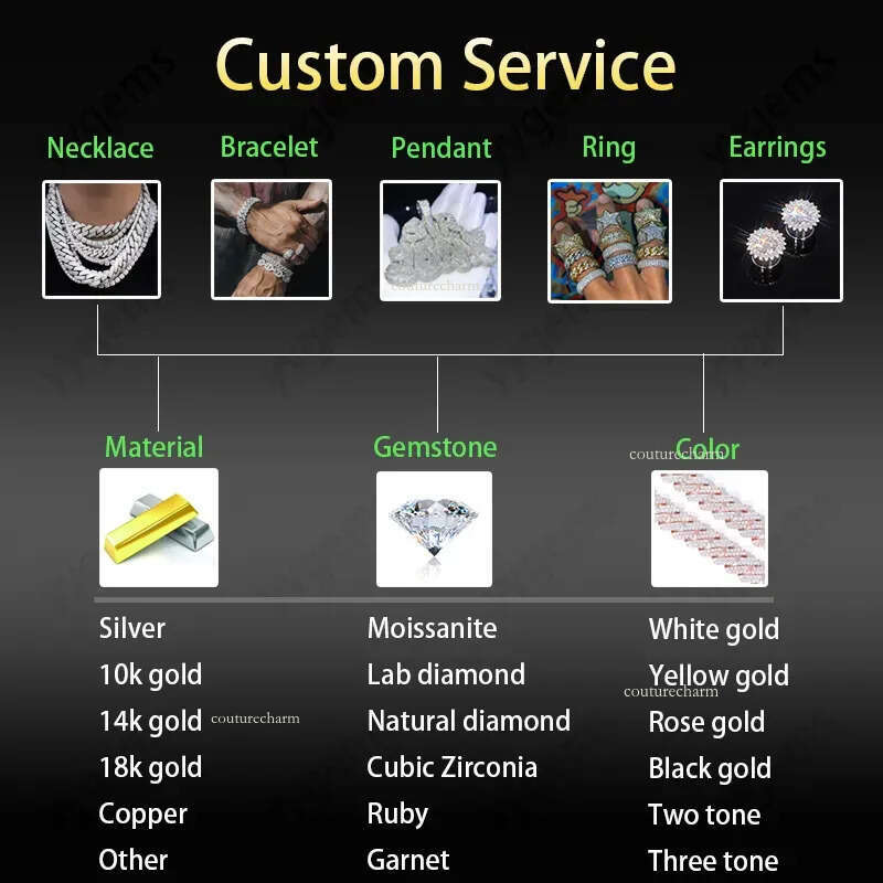 necklace moissanite chain chaincuban link Horizon Iced Out Pass Dia Tester vvs Jewelry for men gift