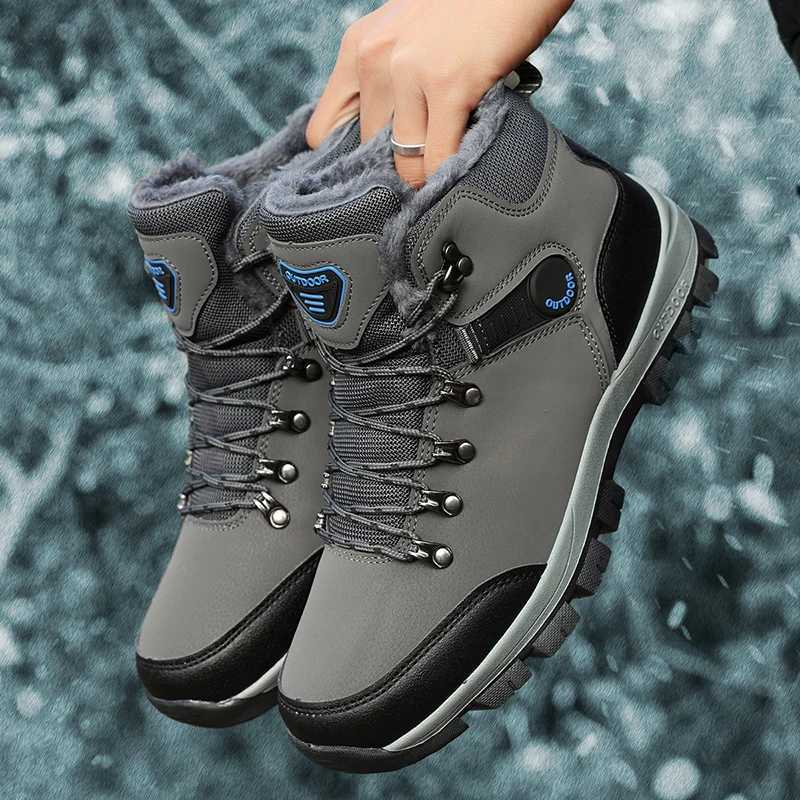 Hightop Mens Hiking Boots Winter Outdoor Sneakers Plush Warm Snow Ankle Boots for Men Waterproof Sport Casual Trekking Shoes C251014