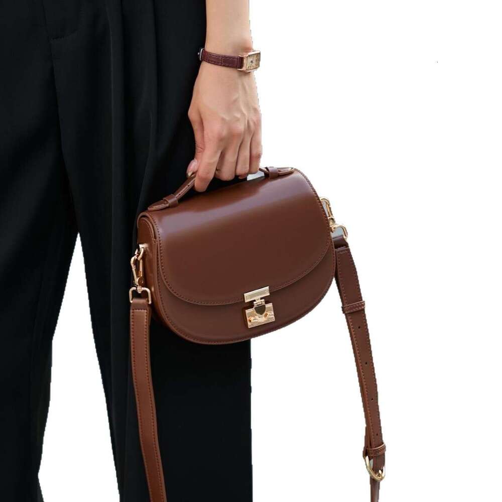 Luxury bag High end Saddle Fashion Lock Handbag Niche Design Genuine Leather Crossbody Women s Small Bag