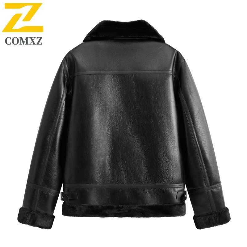 COMXZ Retro Shearling Leather Jacket Premium Trendy Cold Proof Working PU Leather Coat Leisure Daily Wear Of Warm Clothing J251014