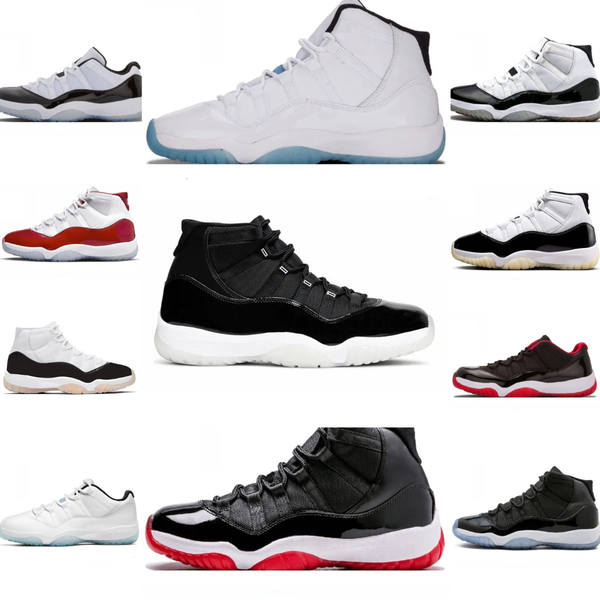 J11 11 Basketball Sports Shoes Trainers 11s Bred Velvet Gold Sail Cherry Cap And Gown Space Jam Cool Cement Grey Unc Gamma Blue Space Olive Men Women Outdoor Sneakers S9