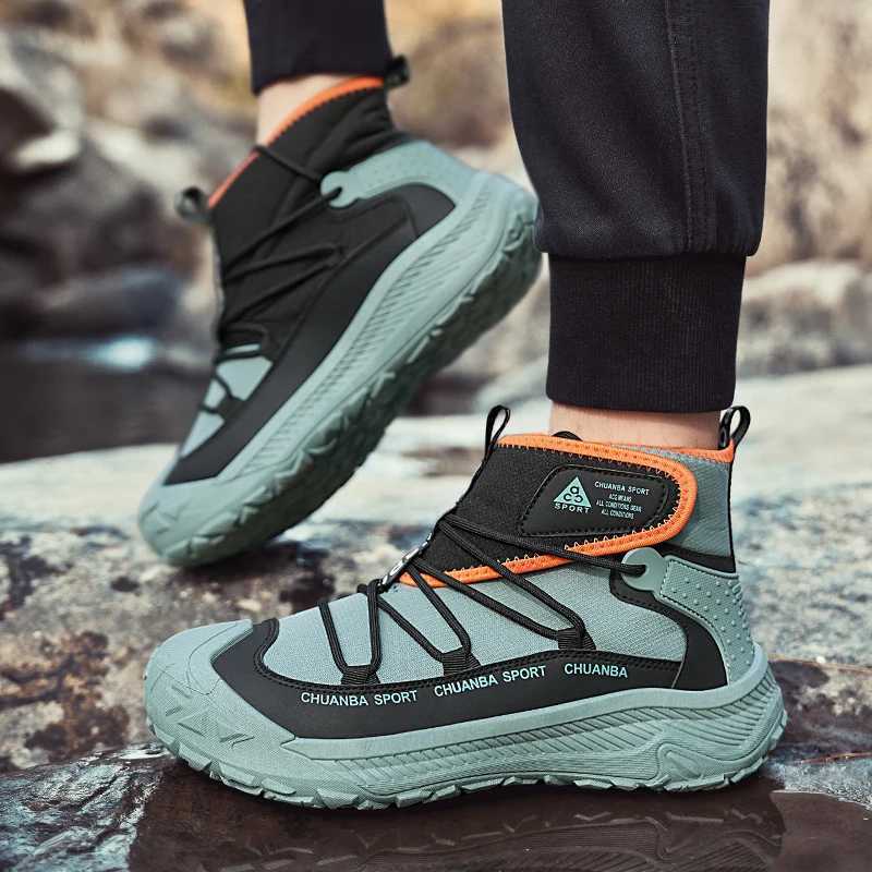 Mens Hiking Shoes Outdoor High Top Work Boots Man Green Trekking Boots Men Casual Walking Sneakers NonSlip Climbing Shoes 2025 C251014