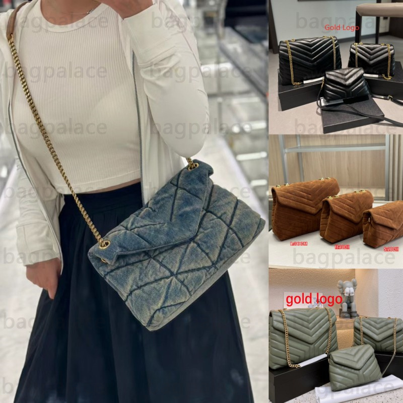 Denim Bag Luxury Designer Bag Blue Jean Shoulder Bag Women Loulou Puffer Suede Designer Bags Black Leather Crossbody Handbag Purse Lady Chain Strap Cross body Dhgate