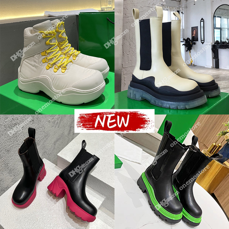 New Wave Series Color Block Thick Sole Boots Elastic-Top Short Boots Calf Length Boots Soft-Leather Lining Wrinkle-Resistant