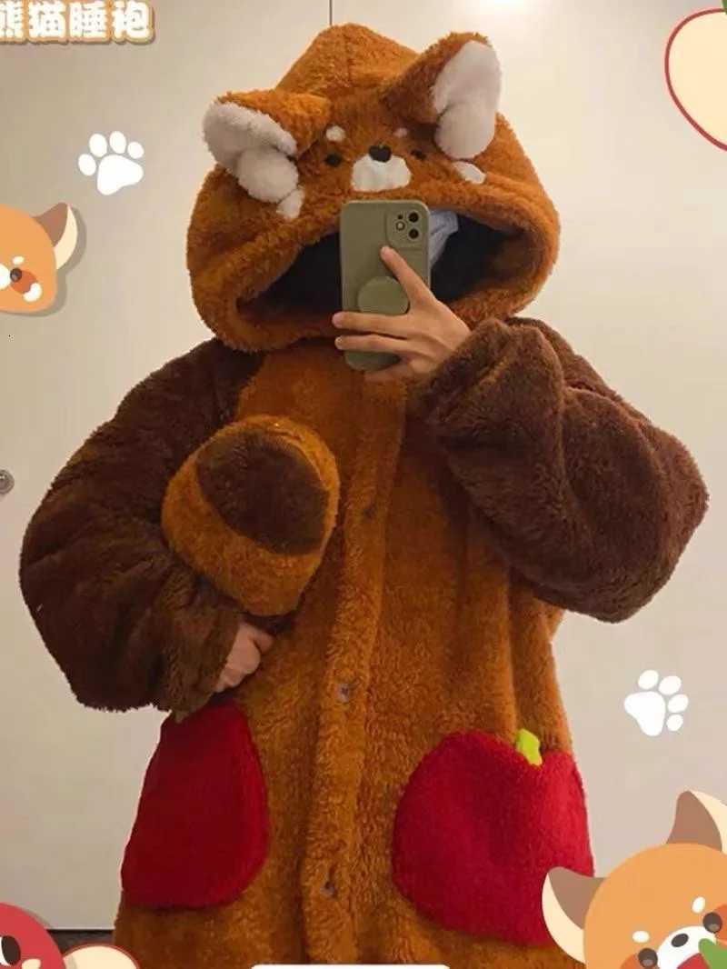 Winter Women Home Pajamas Cartoon Raccoon Kigurumi Unicorn Sleepwear Night Dress Animal Cosplay Nightgowns Thickened Warm Robes Y251013