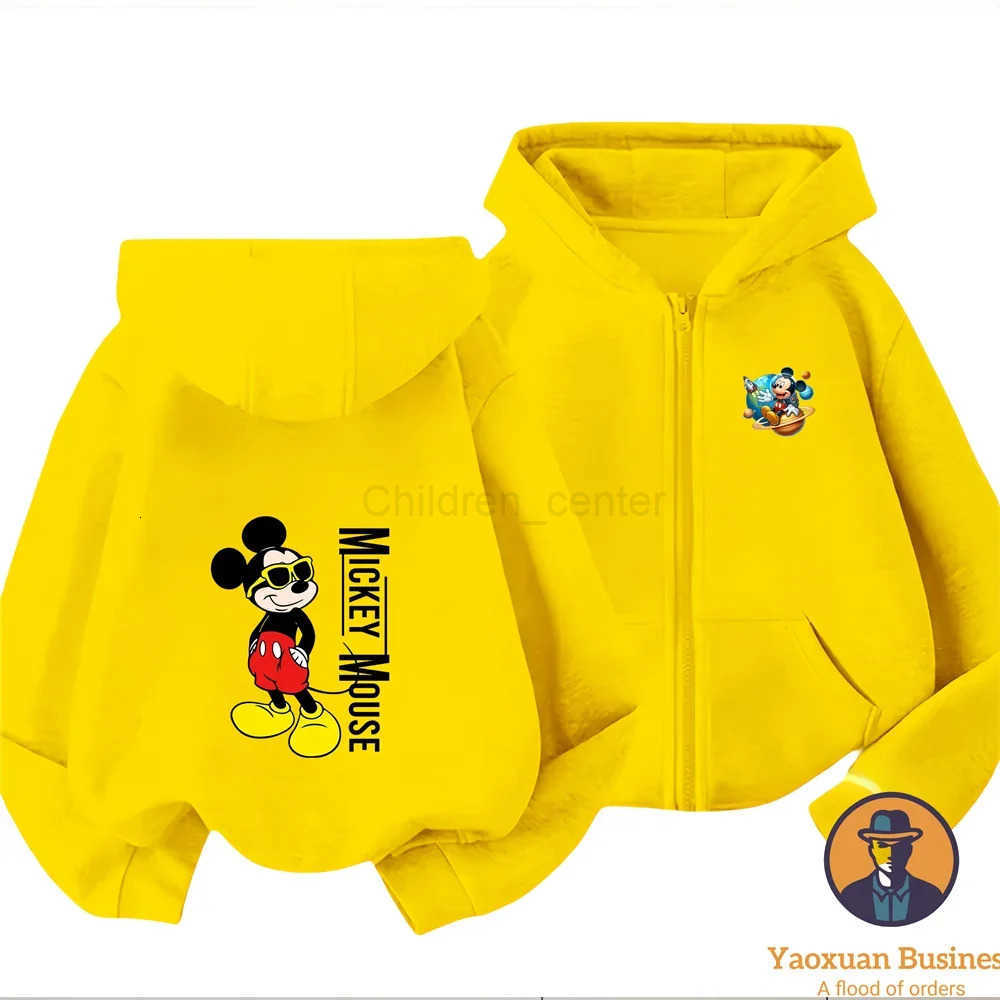 Disney Mickey Mouse Mens Cartoon Hoodie Spring and Autumn Largesized Zippered Sweatshirt New Childrens Street Fashion H251014