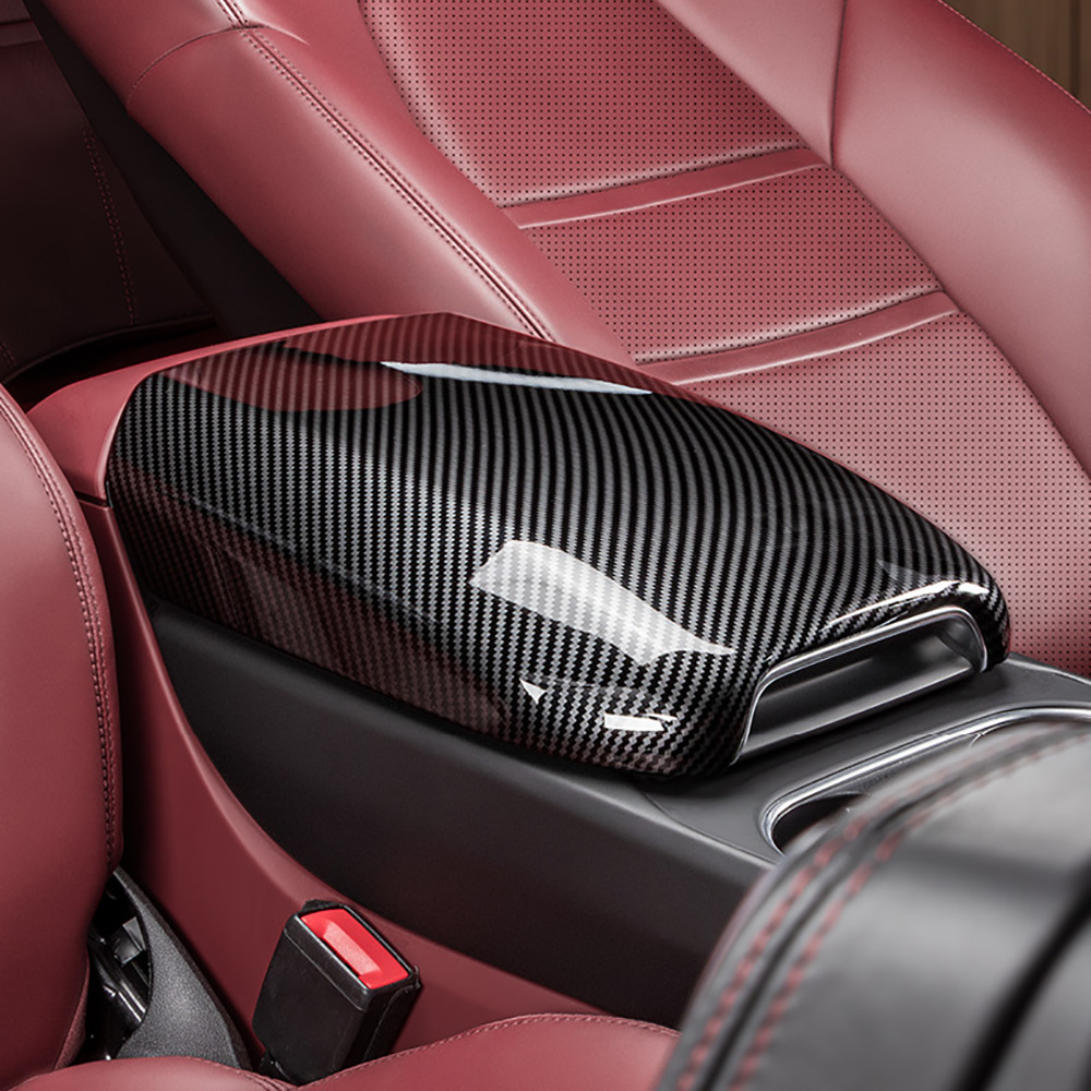 Car Carbon Fiber Center Console Armrest Box Panel Protection Cover Trim For Porsche Cayenne 2018-2024 Interior Accessories