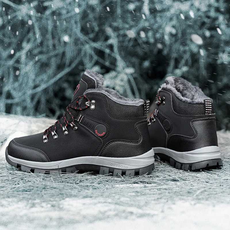 Hightop Mens Hiking Boots Winter Outdoor Sneakers Plush Warm Snow Ankle Boots for Men Waterproof Sport Casual Trekking Shoes C251014