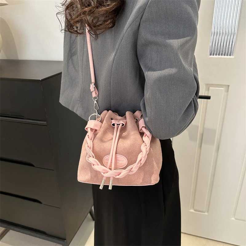 2024 NEW Fi Drstring Solid Color Large Capacity Single Shoder Bucket Bag D251014