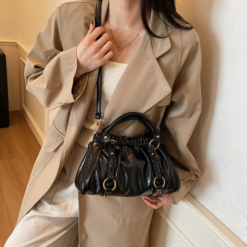 JY1512 Retro Pleated Hand-Held Dumpling Bag for Women Autumn and Winter Style High-End Single Shoulder Crossbody Bag 251110