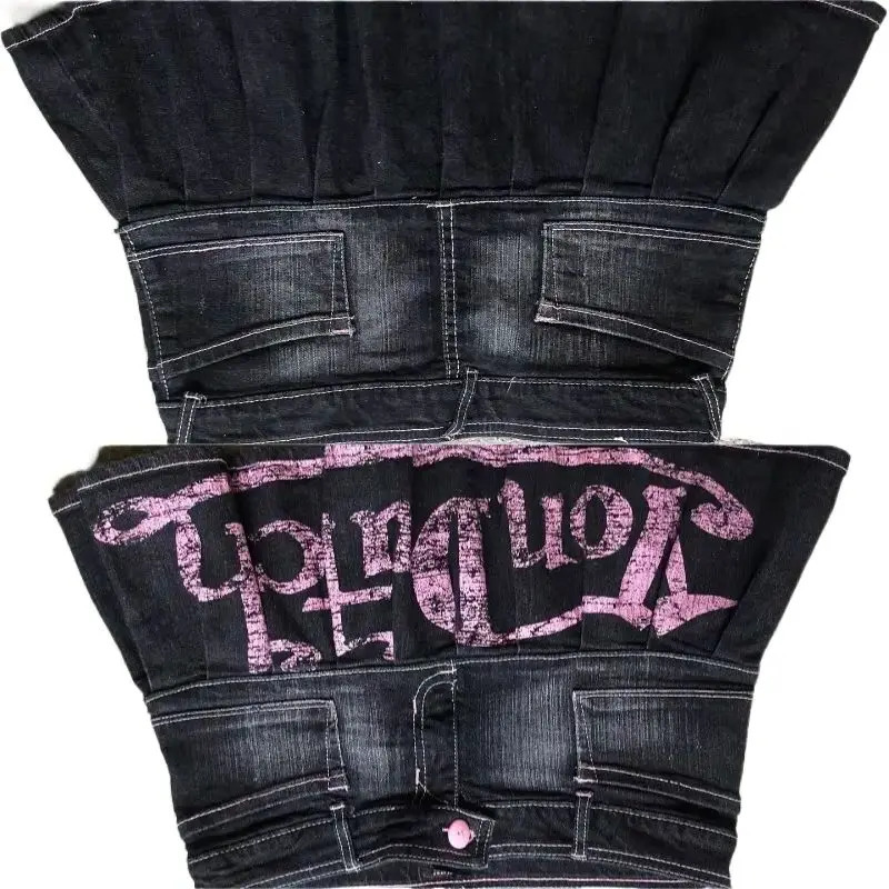 Korean Kopo Style Retro Letters Sexy Spice Girls A Word Denim Skirt Womens Y2K Fashion Harajuku HipHop Dance Street Wear 251009