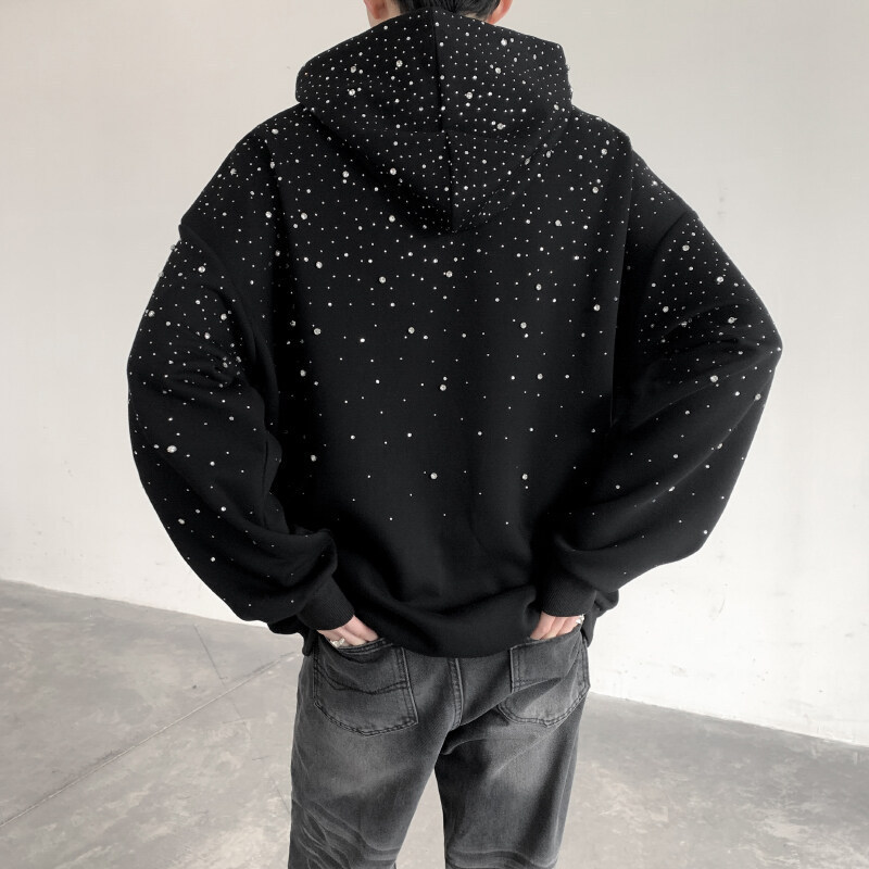 Designer Men's Hoodies Heavy high Street Hoodie Y2K For Men Sparkling Rhinestone Spring Autumn Ex High Quality Couple Sleeve
