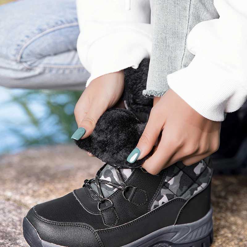 Winter Womens Boots Thicked Plush Warm Hiking Shoes for Women Rubber Soled Nonslip Outdoor Mountaineering Snow Ankle Boots C251014