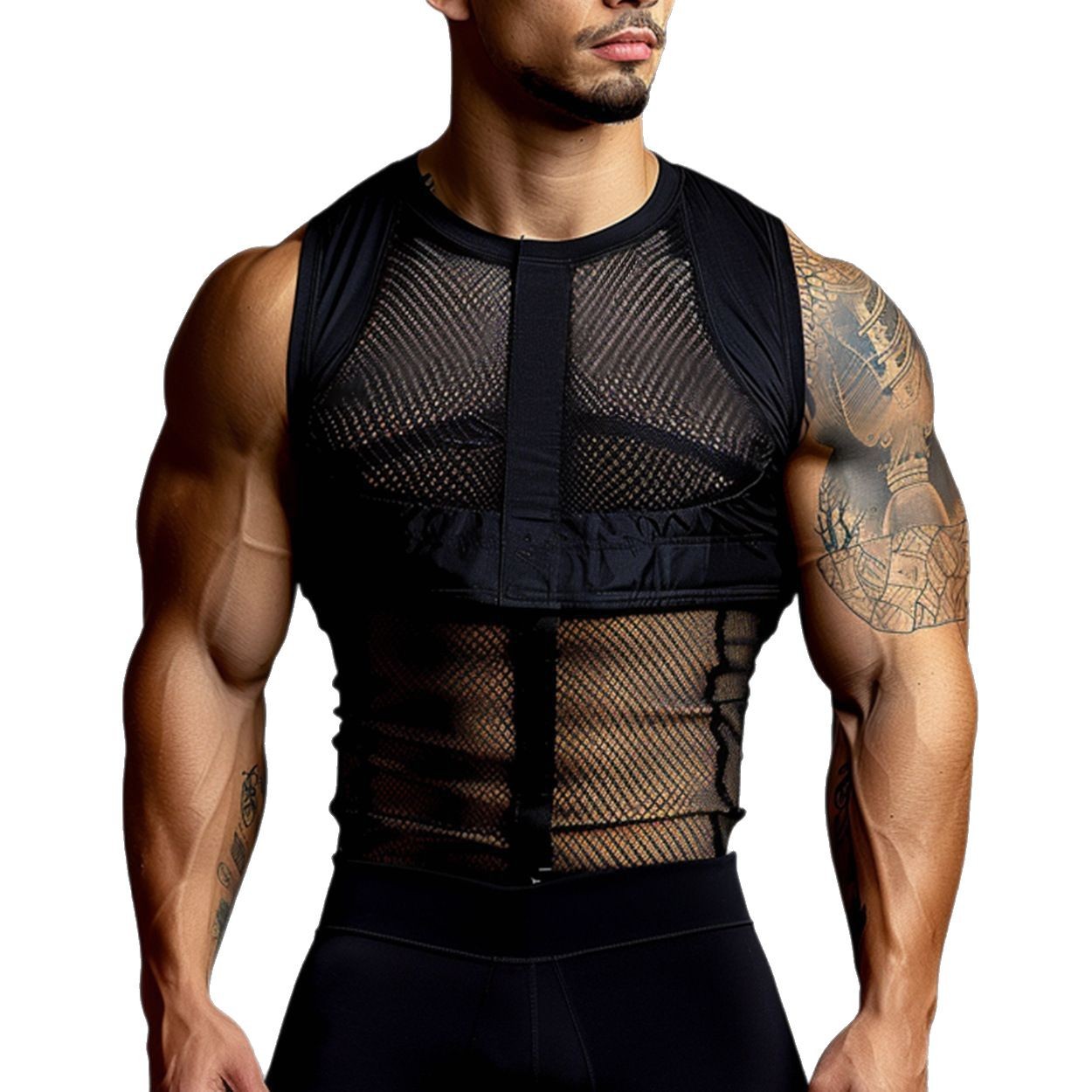 Men's Tank Tops Summer Plus Size Men Sexy Transparent Mesh Sports Fitness Sleeveless Vest
