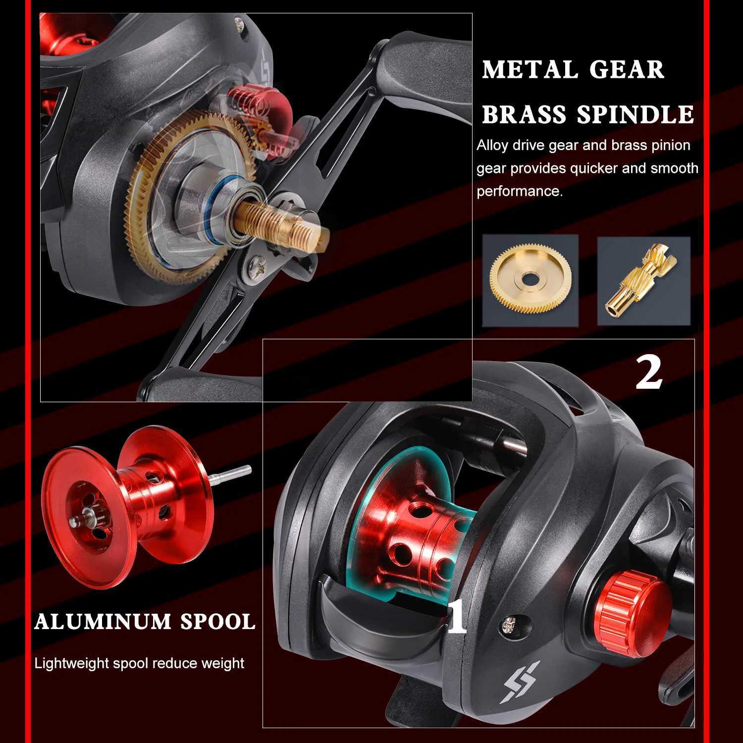 Sougayilang Baitcasting Fishing Rod and Reel Full Kit 5Section Rod and Aluminium Spool Reel for Freshwater Bass Fishing Set Y251014