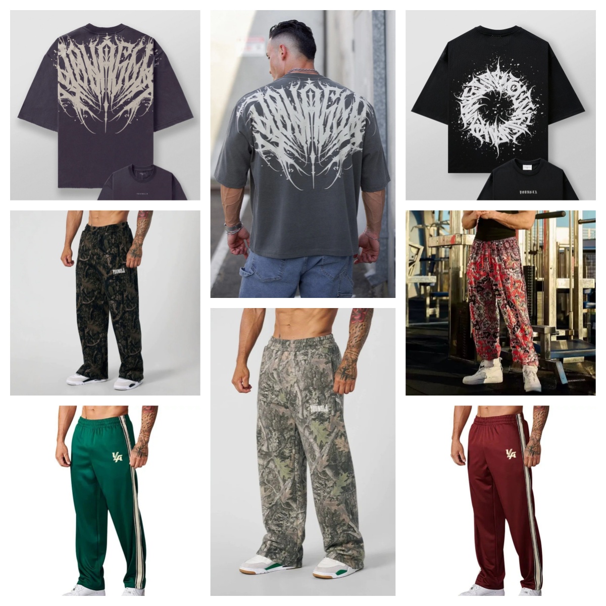 Young La Pants Designer Fashion New American Sports Pants Fitness Running Training Pants Cotton Looped Printed Wide Leg Pants bef