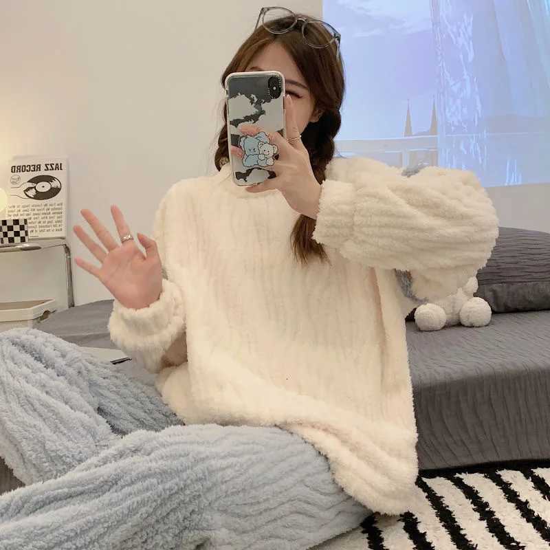 Winter Tree Branch Fleece Thickened Sleepwear Womens Long Sleeve New Style Warm Thickened Fleece Sleepwear Fleece Homewear Set Y251013