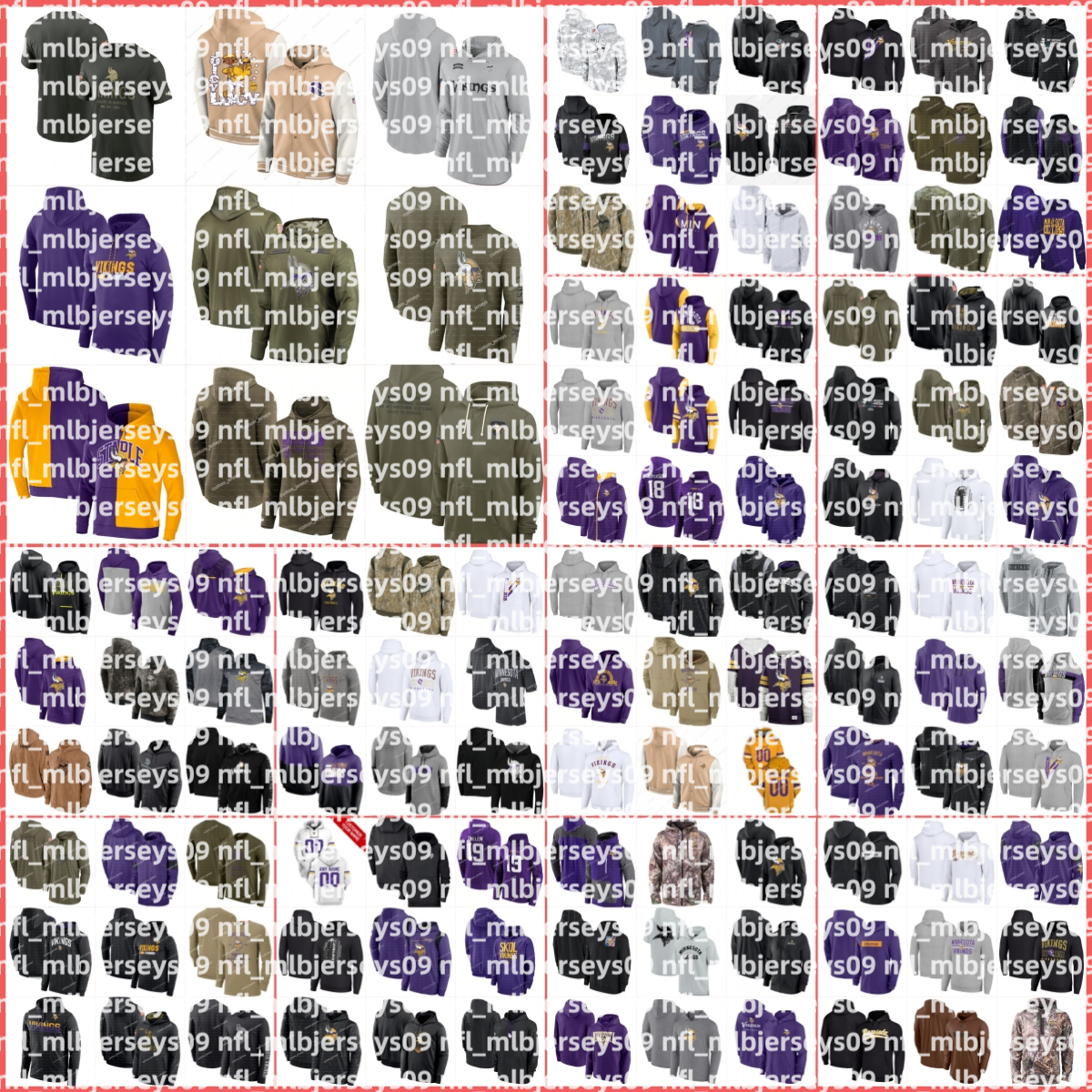 Vikings 2025 Crucial Catch Sideline Standard Issue Salute to Service Therma Performance Pullover Splicing Arctic Camo Olive Football Hoodie Men Women Youth