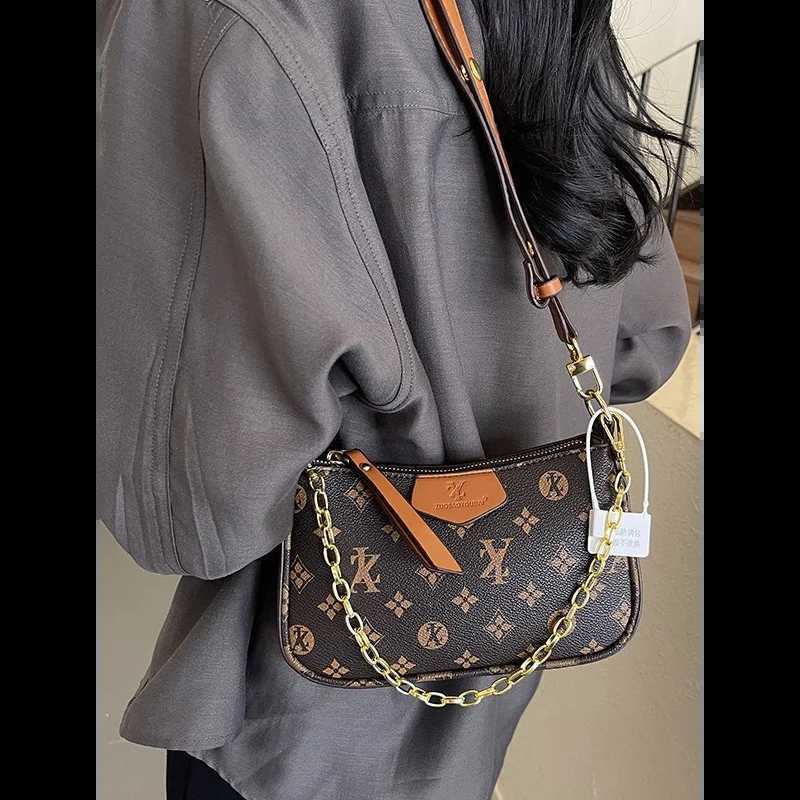 2025 Womens Luxury Soft Leather Print Underarm Crossbody Bag with Adjustable Chain Strap for Work Commute and Casual Use W251014