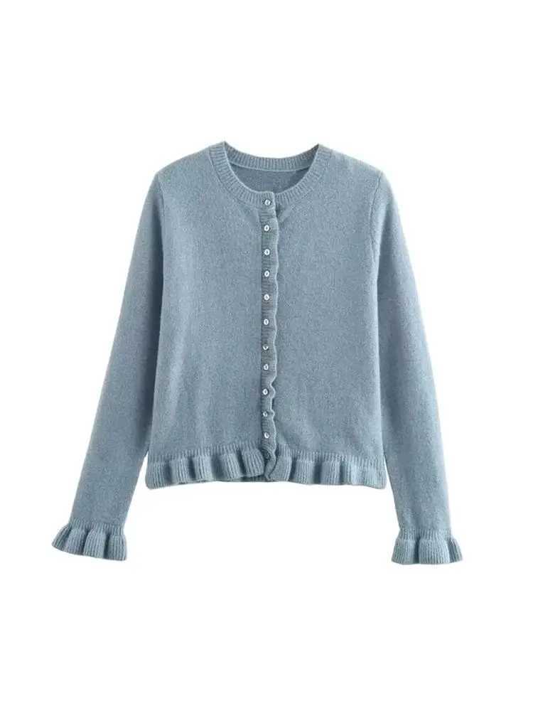 Womens Ruled Knit Cardigan Sweater ONe Long Sve c Top wi Front Buttons Fashion Outerwear W251014
