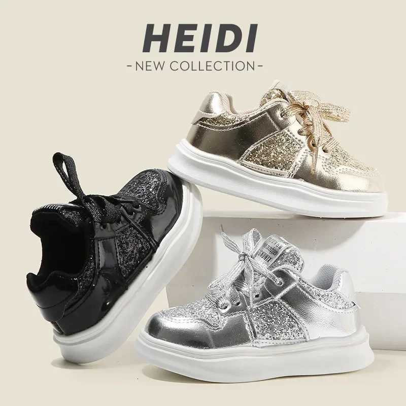 Fashion Childrens Shoes Sequin Solid Color Kids Sneaker Non-Slip Round Toe Boy Flats Board Girl Casual Running Sport Shoe C260130