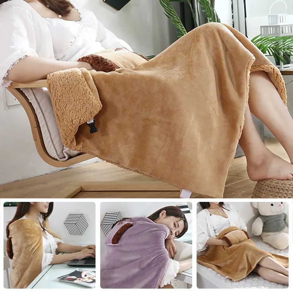 Winter Warming Blanket USB Rechargeable Portable Flannel Electric Blanket with Pocket Heating Blanket Hand Warmer Knee Blanket Y251014