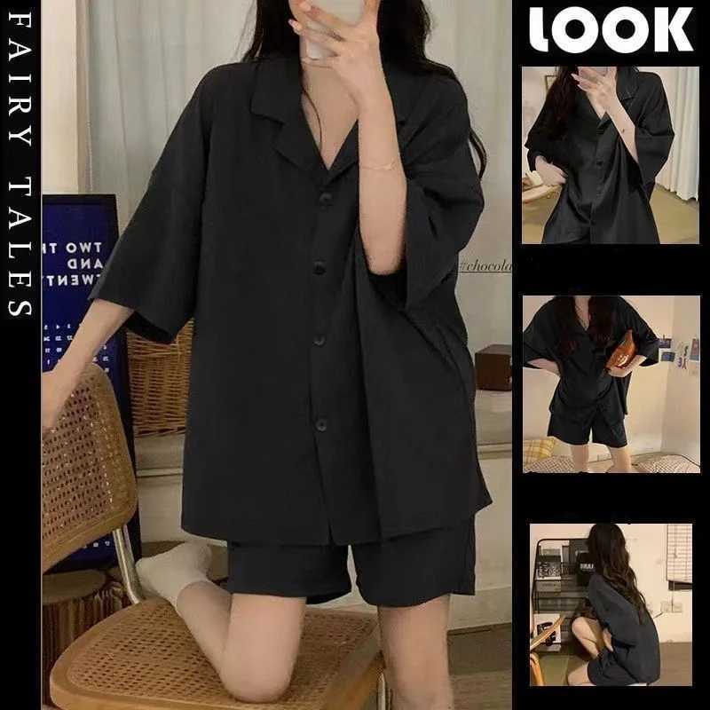 Women Frech Style Pajamas Set Female Solid Ruffles Short Sleeves Pant Home Suit Girl Loose Casual Sweet Loungewear Plus Size 4XLT251014