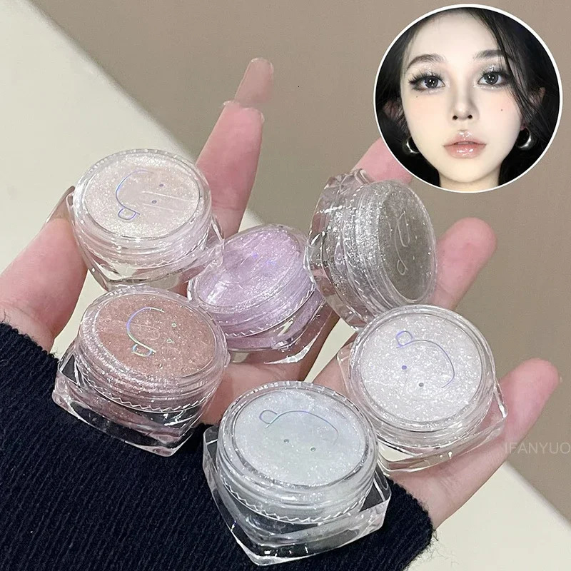 6 Colors Glitter Eyeshadow Gold Pink Eye Shadow Highlighter Silkworm Long Lasting Waterproof Shimmer Multicolor Liquid Eyeshadow 251010