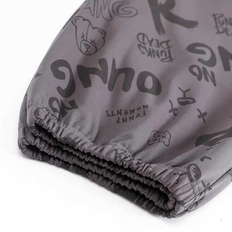 TwoPiece Set Autumn Winter Women Pajamas Men LongSleeved Cartoon Letters Bear Pullover Sleepwear Ladies Big Size HomewearT251014