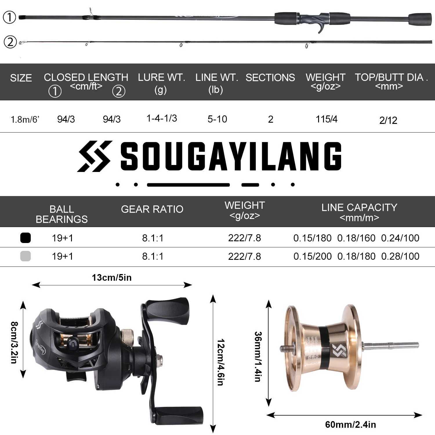 Sougayilang Fishing Rod Reel Set Lightweight High Caon Fishing Rod 811 Gear Ratio Reel with a Free Fishing Line as a Gift Y251014