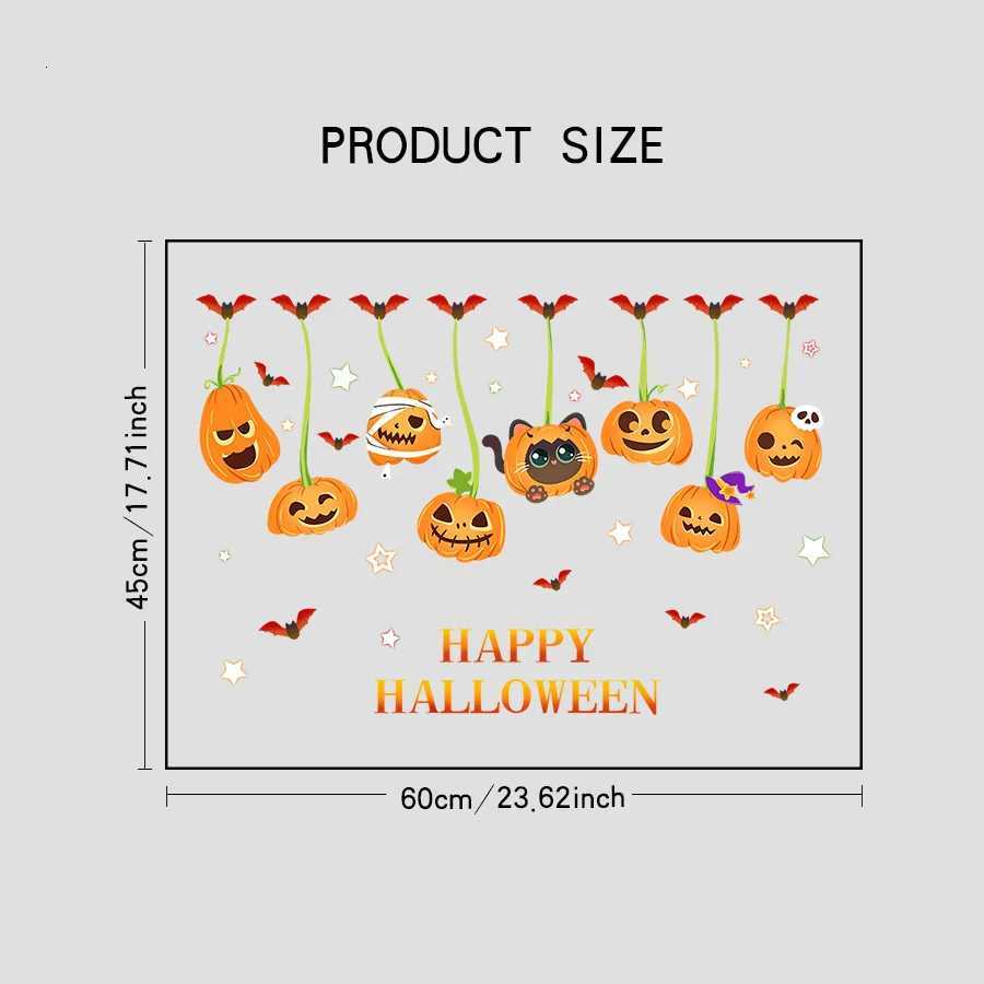 1 Sheet of 45Cm65Cm Christmas Decorative Window Stickers Pumpkin Glass Stickers Holiday Party Atmosphere Scene Layout Electrostatic Window Flower Door